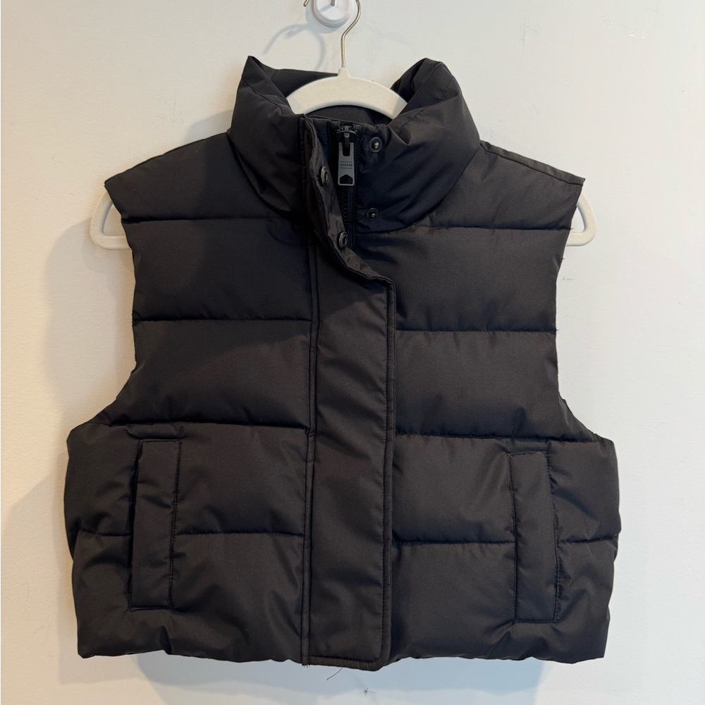 Garage Cropped Black Puffer Vest XS